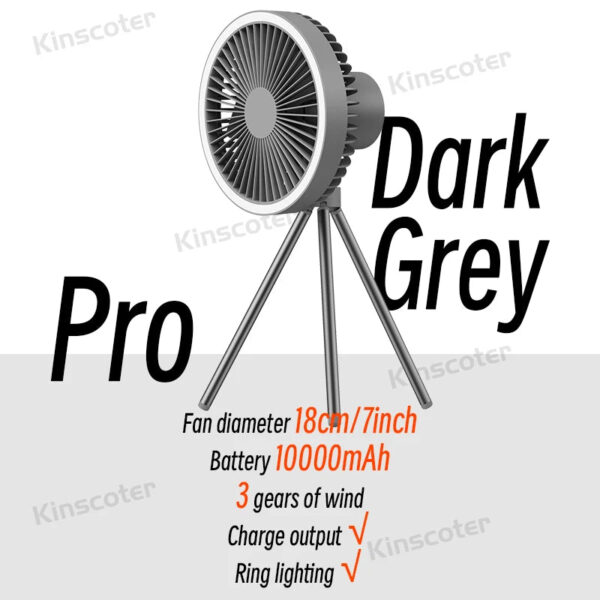 10000mAh 4000mAh Camping Fan Rechargeable Desktop Portable Circulator Wireless Ceiling Electric Fan with Power Bank LED Lighting - Image 9