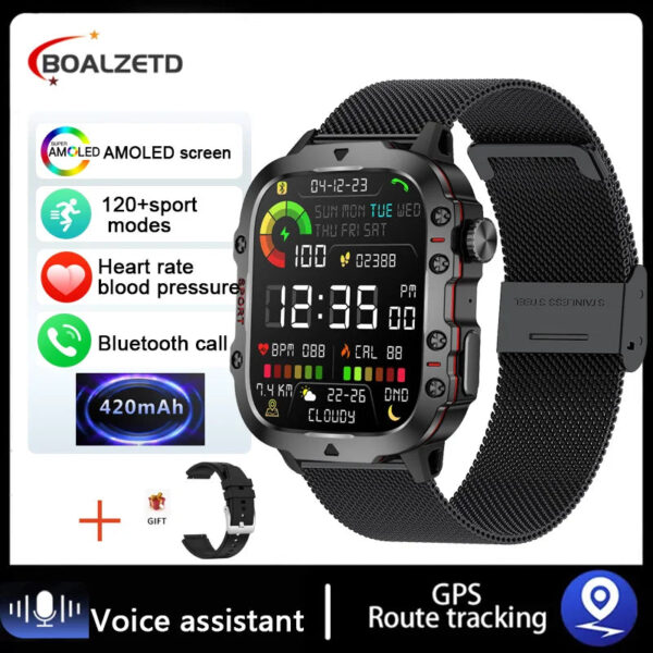 2024 New For Xiaomi Military Smart Watch Men IP68 5ATM Outdoor Sports Fitness Tracker Health Monitor 1.96 BT Call Smartwatch - Image 2
