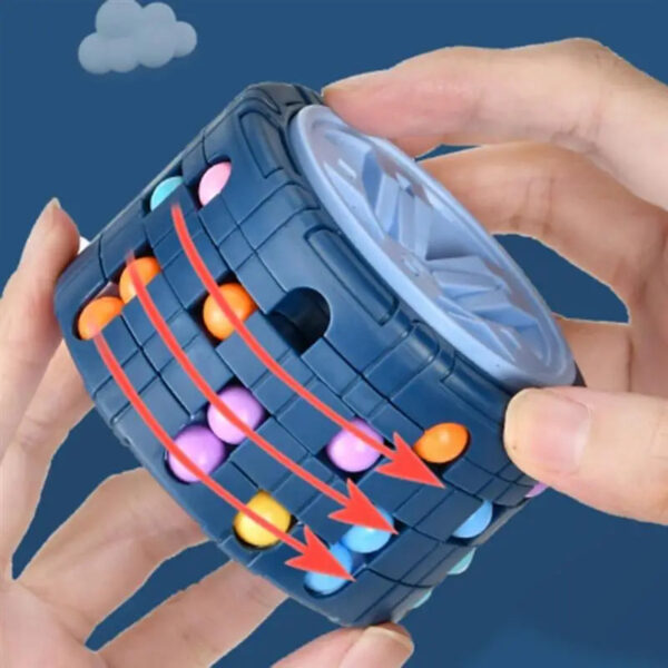 3D Cylinder Cube Toy Magical Bean Gyro Rotate Slide Puzzle Games Relieve Stress Children Educational Montessori Infant Toys Gift - Image 3