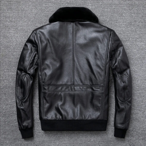 Air Force Flight Jacket Fur Collar Genuine Top Layer Cow Leather Jacket Men Black Brown Cow Coat Men's Winter Jacket 정품 가죽 - Image 7