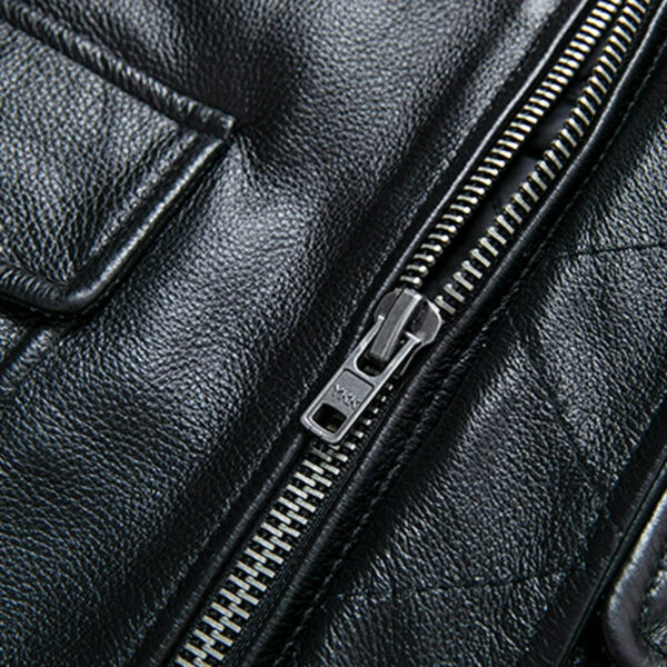 Air Force Flight Jacket Fur Collar Genuine Top Layer Cow Leather Jacket Men Black Brown Cow Coat Men's Winter Jacket 정품 가죽 - Image 9