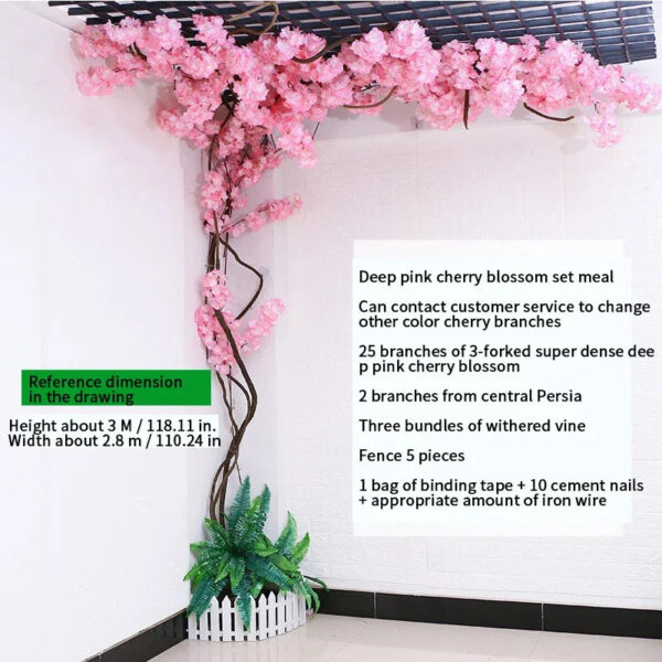 Artificial Cherry Blossom Tree Set Flower Branches and Dead Vine DIY Wedding Party Arch Decoration Home Festival Wall Decoration - Image 12
