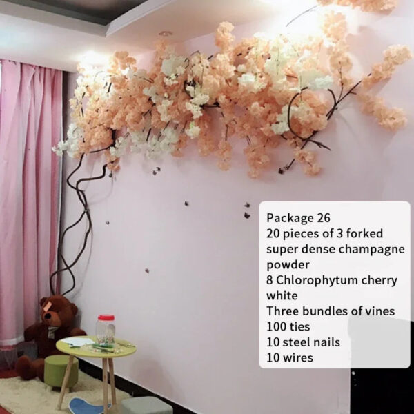 Artificial Cherry Blossom Tree Set Flower Branches and Dead Vine DIY Wedding Party Arch Decoration Home Festival Wall Decoration - Image 14