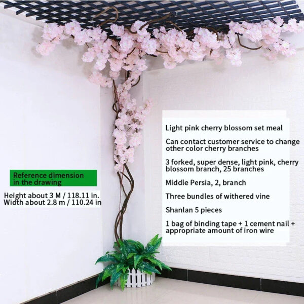 Artificial Cherry Blossom Tree Set Flower Branches and Dead Vine DIY Wedding Party Arch Decoration Home Festival Wall Decoration - Image 20
