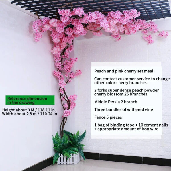 Artificial Cherry Blossom Tree Set Flower Branches and Dead Vine DIY Wedding Party Arch Decoration Home Festival Wall Decoration - Image 21