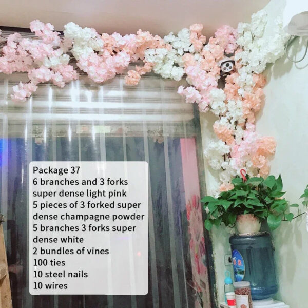 Artificial Cherry Blossom Tree Set Flower Branches and Dead Vine DIY Wedding Party Arch Decoration Home Festival Wall Decoration - Image 22