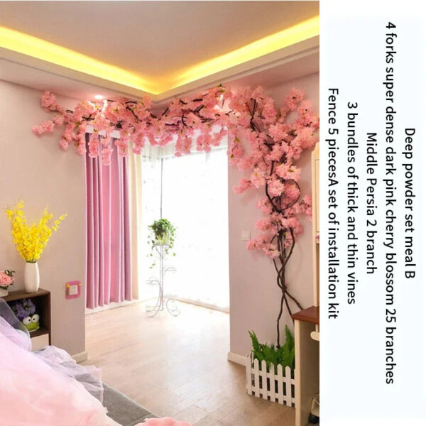 Artificial Cherry Blossom Tree Set Flower Branches and Dead Vine DIY Wedding Party Arch Decoration Home Festival Wall Decoration - Image 23