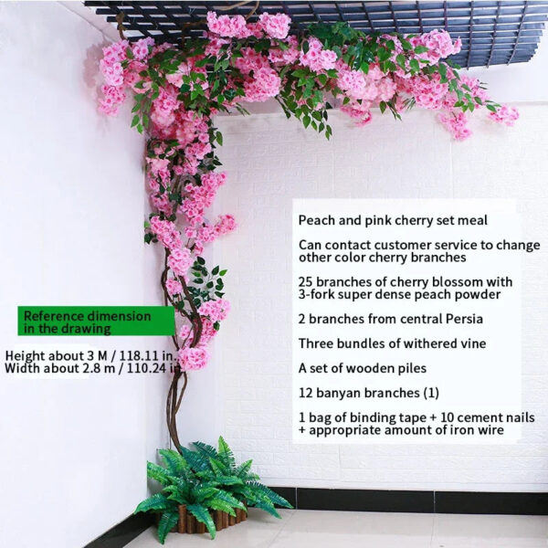 Artificial Cherry Blossom Tree Set Flower Branches and Dead Vine DIY Wedding Party Arch Decoration Home Festival Wall Decoration - Image 25