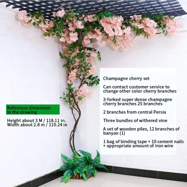 Artificial Cherry Blossom Tree Set Flower Branches and Dead Vine DIY Wedding Party Arch Decoration Home Festival Wall Decoration - Image 26