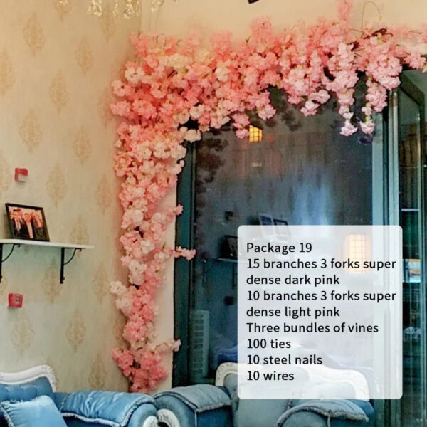 Artificial Cherry Blossom Tree Set Flower Branches and Dead Vine DIY Wedding Party Arch Decoration Home Festival Wall Decoration - Image 8
