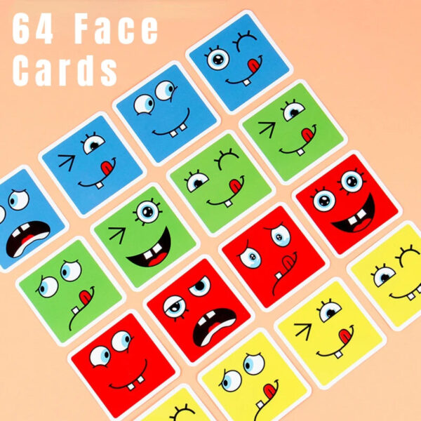 Cube Face Change Building Blocks Board Game Wood Puzzle Montessori Expression Wooden Blocks Blocos For Children Kids Toys Gift - Image 6