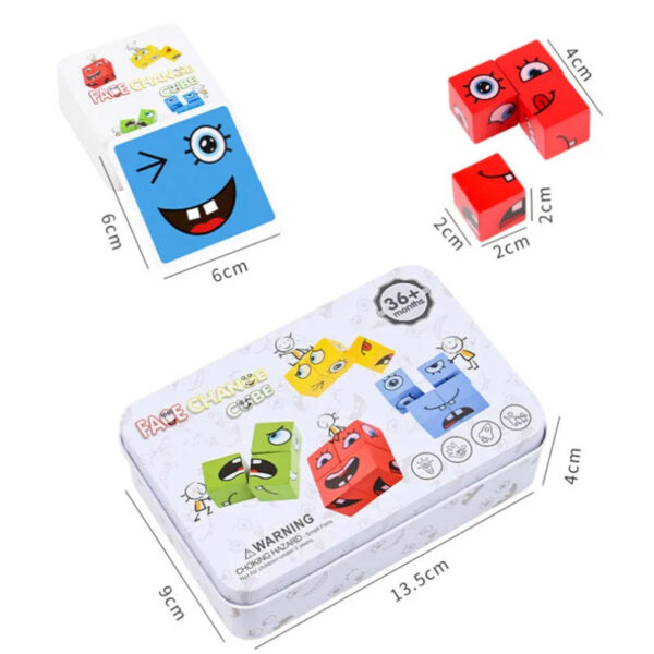 Cube Face Change Building Blocks Board Game Wood Puzzle Montessori Expression Wooden Blocks Blocos For Children Kids Toys Gift - Image 8
