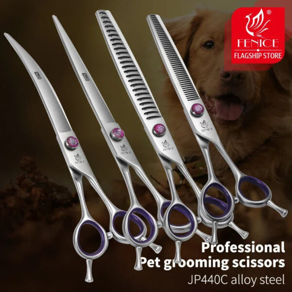 Fenice Professional Dog Grooming Scissors - 7.0/8.0 Inch Thinning Chunker Shears (JP440C)
