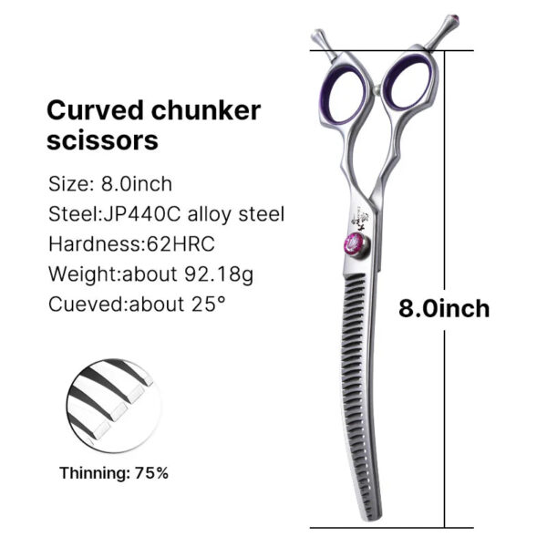 Fenice Professional Dog Grooming Scissors - 7.0/8.0 Inch Thinning Chunker Shears (JP440C) - Image 2