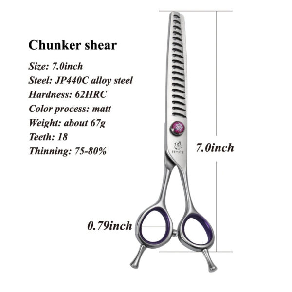 Fenice Professional Dog Grooming Scissors - 7.0/8.0 Inch Thinning Chunker Shears (JP440C) - Image 7
