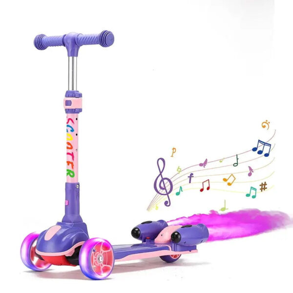 Folding Adjustable Kick Scooters for Kids, 3 Wheel Electric Light Spray, Children's Foot Scooters, High Quality - Image 2