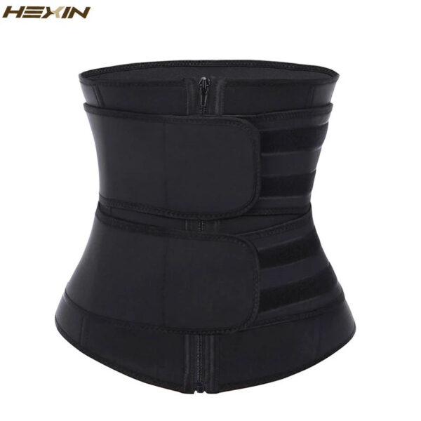 HEXIN Double Belt 100% Latex Waist Trainer - Body Shaper with Zipper Shapewear, Slimming Belt Fajas Colombianas for Fitness - Image 2