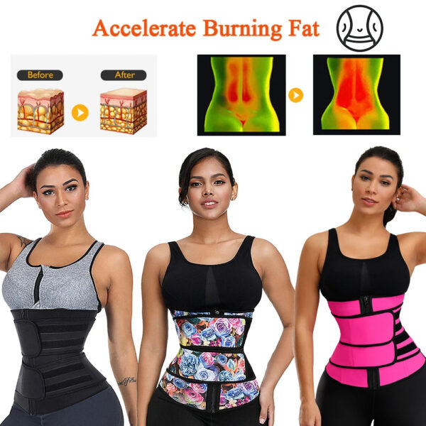 HEXIN Double Belt 100% Latex Waist Trainer - Body Shaper with Zipper Shapewear, Slimming Belt Fajas Colombianas for Fitness - Image 5