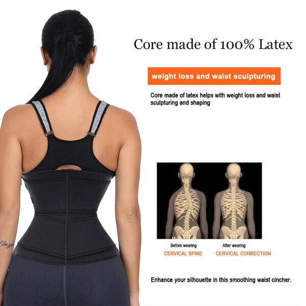 HEXIN Double Belt 100% Latex Waist Trainer - Body Shaper with Zipper Shapewear, Slimming Belt Fajas Colombianas for Fitness - Image 6