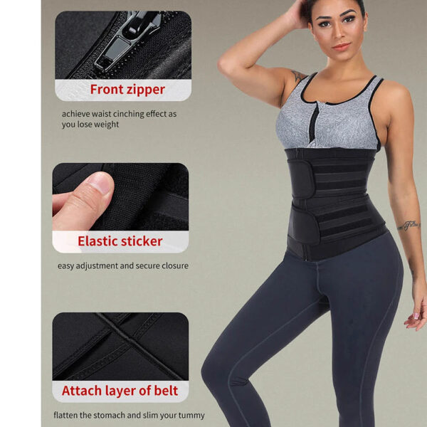 HEXIN Double Belt 100% Latex Waist Trainer - Body Shaper with Zipper Shapewear, Slimming Belt Fajas Colombianas for Fitness - Image 7