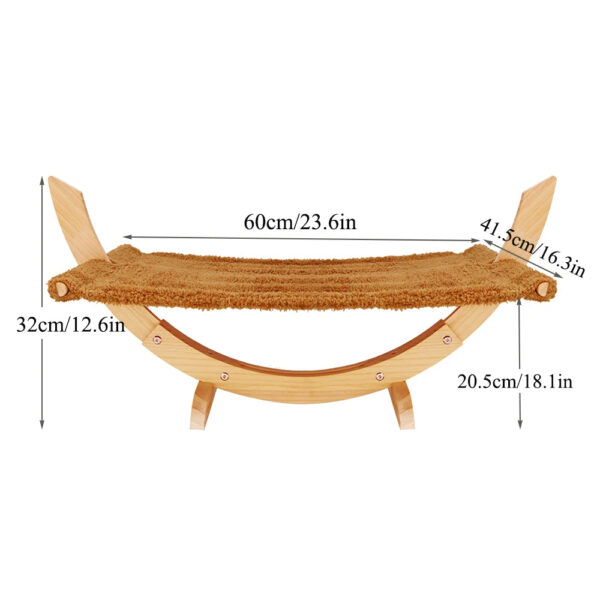 Luxury Cat Hammock Bed with Soft Plush Mat - Anti Sway, Sturdy Wood Construction, Attractive Perch for Cats and Small Dogs - Image 2
