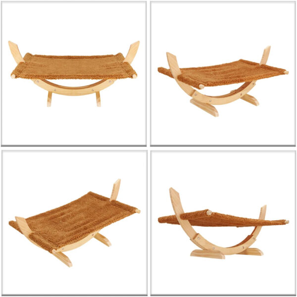 Luxury Cat Hammock Bed with Soft Plush Mat - Anti Sway, Sturdy Wood Construction, Attractive Perch for Cats and Small Dogs - Image 5