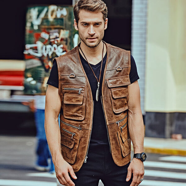 Men's leather vest - Image 3