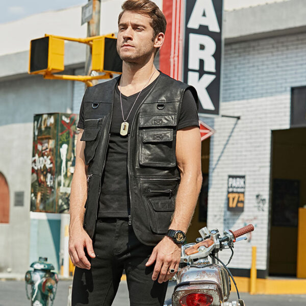 Men's leather vest - Image 5