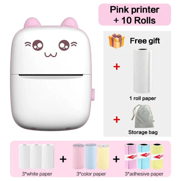 Mini Thermal Printer Wireless BT 200dpi Label Photo Memo Wrong Question Printing Tag Bluetooth Printer USB Cable Portable - Image 11