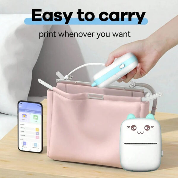 Mini Thermal Printer Wireless BT 200dpi Label Photo Memo Wrong Question Printing Tag Bluetooth Printer USB Cable Portable - Image 6