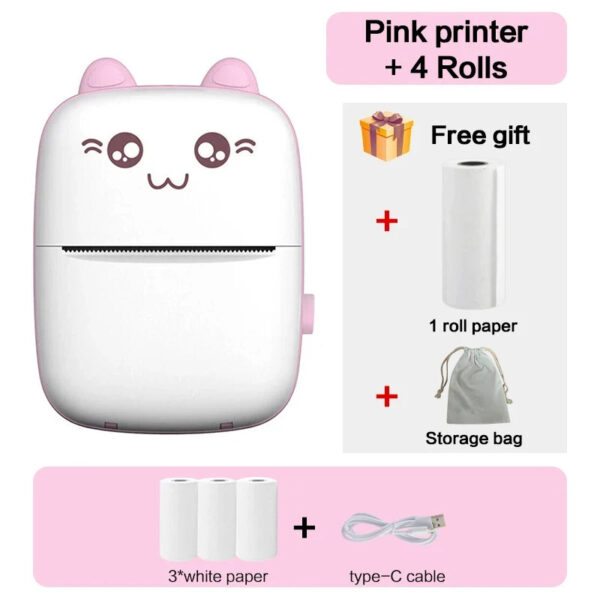 Mini Thermal Printer Wireless BT 200dpi Label Photo Memo Wrong Question Printing Tag Bluetooth Printer USB Cable Portable - Image 9