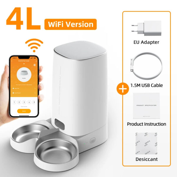 ROJECO Automatic Cat Feeder Pet Smart Cat Food Kibble Dispenser Remote Control Auto WiFi Double Feeder For Cats Dog Accessories - Image 2