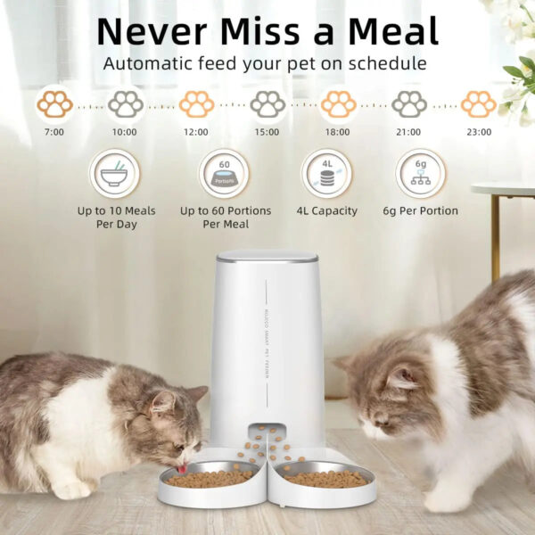 ROJECO Automatic Cat Feeder Pet Smart Cat Food Kibble Dispenser Remote Control Auto WiFi Double Feeder For Cats Dog Accessories - Image 4