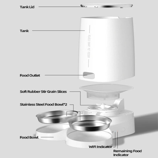 ROJECO Automatic Cat Feeder Pet Smart Cat Food Kibble Dispenser Remote Control Auto WiFi Double Feeder For Cats Dog Accessories - Image 8