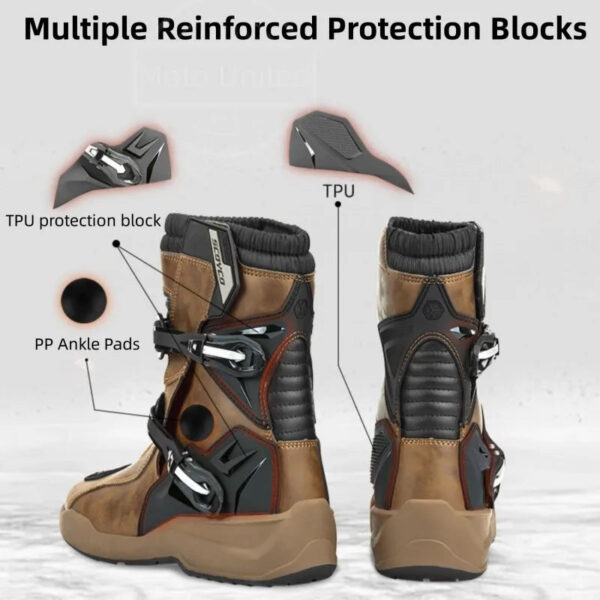 Scoyco Enduro Motorcycle Boots Man Waterproof Motorcyclist Shoes Brown Leather Motocross Boots Anti-slip Motorcycle Accessories - Image 8