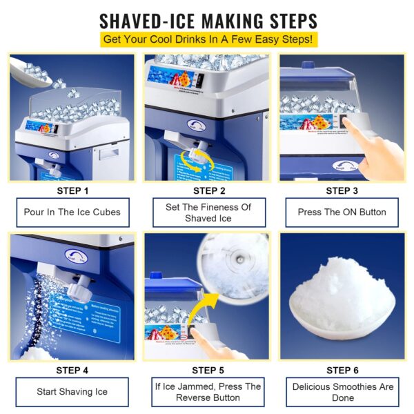 VEVOR 120/200 KG/H Electric Ice Shaver Branch Crusher Chopper Smoothie Blender Granizing Machine Shredder Snow Cone Cubes Maker - Image 8